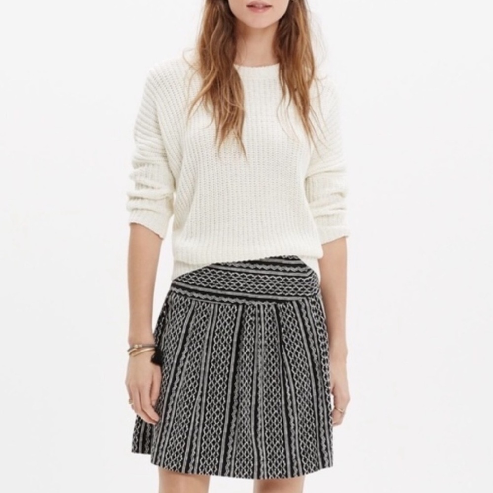 Madewell Silk Black White Aztec Printed Mini Skirt - Picture 4 of 14